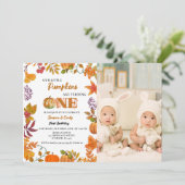 ツイン秋パンプキンガールファースト誕生日 招待状 (スタンド正面)