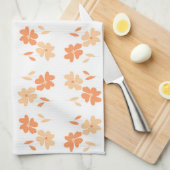 ツイン花茶タオル – 桃 キッチンタオル (四つ折り)