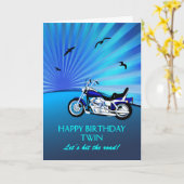 ツイン誕生日モーターバイクサンセットカード カード (黄色い花)