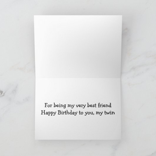 ツイン誕生日感謝してい-Uは私の友人になれ最高のるのに サンキューカード (内部)