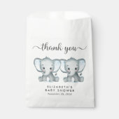 ツイン象の男の赤ちゃんシャワーありがとう フェイバーバッグ (正面)