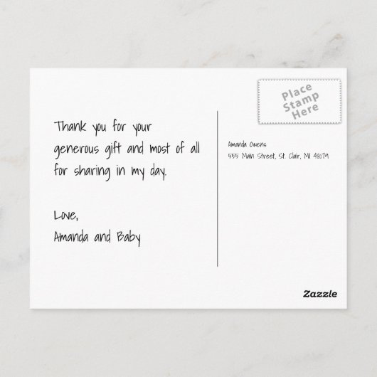 ツイン象の赤ちゃんシャワーありがとう ポストカード (裏面)