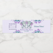 ツイン象ウォーターボトルラベルガールパープルティール（緑がかった色） ペットボトルラベル (シングルラベル)