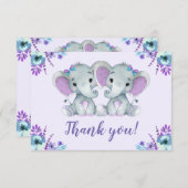 ツイン象サンキューカード素朴フローラ紫 (正面/裏面)