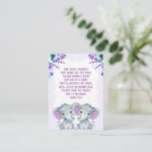 ツイン象ブックリクエストガールベビーシャワーパープル エンクロージャーカード (スタンド正面)