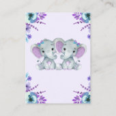 ツイン象ブックリクエストガールベビーシャワーパープル エンクロージャーカード (裏面)