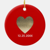 ツイン金ゴールドベルズカップルズ初めてのクリスマスオーナメント セラミックオーナメント (裏面)
