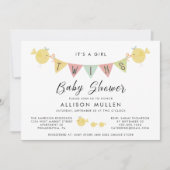 ツイン·ガールズ·ベビー·シャワー|ママの鳥とひな 招待状 (正面)