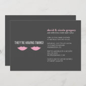 ツイン·ガールズ·ベビー·シャワー 招待状 (正面/裏面)