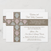 ツイン《キリスト教》洗礼式や命名式&ファーストコミュニオン招待状 招待状 (正面/裏面)