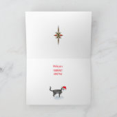 ツイン、クリスマス帽子の猫 シーズンカード (内部)