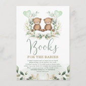 ツイン・テディが緑の金ゴールド・ブックスをベビー エンクロージャーカード (正面)