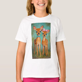 ツイン・ディア・カートゥーン・ウッドランドTシャツ Tシャツ
