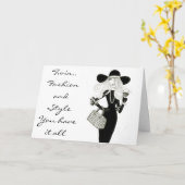 **ツイン**ハッピーバースデーファッショニスタ付スタイル カード (黄色い花)