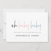 ツイン・ピンク・ブルー・モダンタイポグラフィ・チコンテンポラリーック 招待状 (正面)