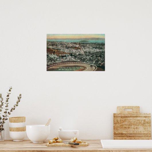 ツイン・ピークからの都市の空中飛行 ポスター (キッチン)