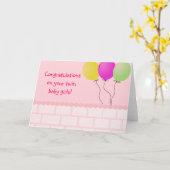 ツイン・ベビー・ガールズ・カード カード (黄色い花)