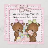 ツイン・ベビー・ガールズ・ベビー・シャワーの招待 招待状 (正面/裏面)