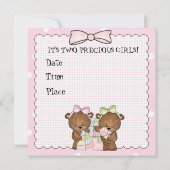 ツイン・ベビー・ガールズ・ベビー・シャワーの招待 招待状 (裏面)