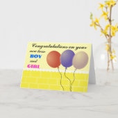 ツイン・ボーイ・アンド・ガール・カード カード (黄色い花)