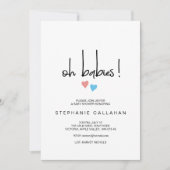 ツインOhベビーベビーシャワーブルー&ピンクハート 招待状 (正面)