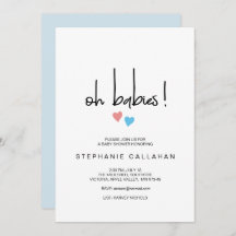 ツインOhベビーベビーシャワーブルー&ピンクハート