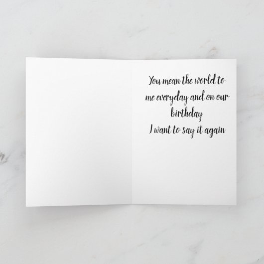 ***ツインUは私にとって全世界を意味する*** カード (内部)