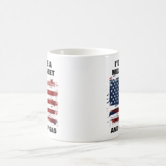ツイートおもしろいと安いガスアメリカ国旗を意味する コーヒーマグカップ (中央)