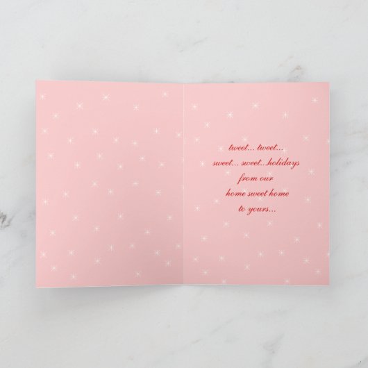 ツイートかわいい鳥の木の甘い休日を旋回 シーズンカード (内部)