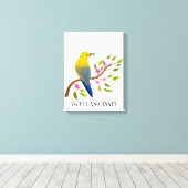 ツイートと美味しい水の色の鳥とブランチのバグ キャンバスプリント (インサイチュ (ウッドフロア))