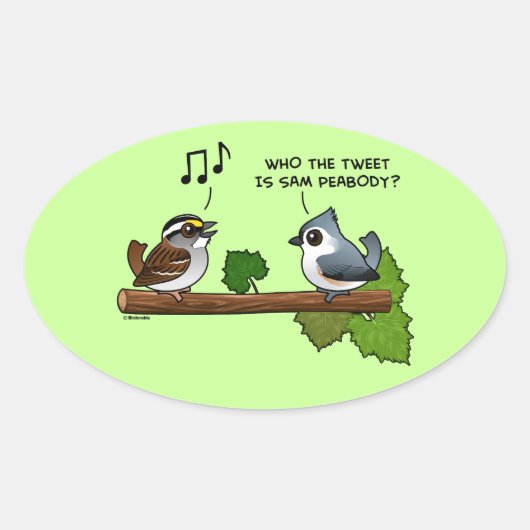 ツイートは誰だ? 楕円形シール (正面)