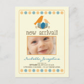 ツイートベビー告知はがき(オレンジ) 案内ポストカード (正面)