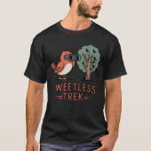 ツイートレス・トレッキング - 鳥見デザインの面白グッズ Tシャツ (正面)
