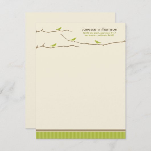 ツイート!ツイート!フカスタムラットノートカード(ライムグリーン) ノートカード (正面/裏面)