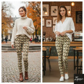 ツイードの斜めチェックの落ち着いたアースカラー レギンス