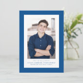 ツイードクラシックフレームシンプルブルーフォト卒業 案内状 (スタンド正面)