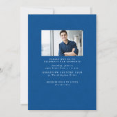 ツイードクラシックフレームシンプルブルーフォト卒業 案内状 (裏面)