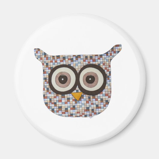 ツイードフクロウ磁石 マグネット (正面)
