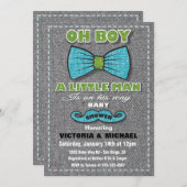 ツイードリトルマンベビーシャワー招待状 招待状 (正面/裏面)