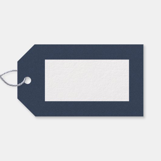 ツイード効果クリスマスホリデークラシックネイビー ギフトタグ (裏面横)