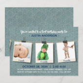 ツイーンに3枚の写真 - 誕生日パーティーの招待状 招待状 (正面/裏面)