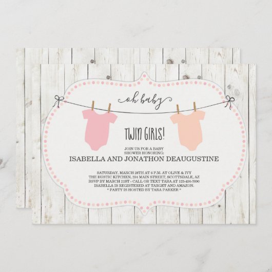 ツイ素朴ン女子のベビーシャワー招待状 招待状 (正面/裏面)