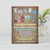 ツイ素朴ン男の赤ちゃんベビーシャワー招待状 招待状 (スタンド正面)