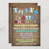 ツイ素朴ン男の赤ちゃんベビーシャワー招待状 招待状 (正面/裏面)