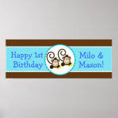 ツイ間抜けンモンキーパーソナライズされた誕生日バナー ポスター (正面)