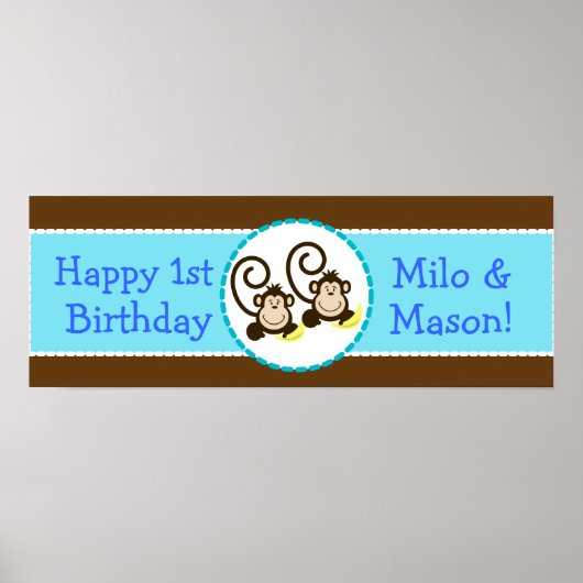ツイ間抜けンモンキーパーソナライズされた誕生日バナー ポスター (正面)