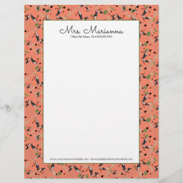 ツウ絵画カン・グリーンバード模様 レターヘッド