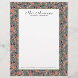 ツウ絵画カン・グリーンバード模様 レターヘッド