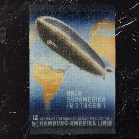 ツェッペリンの大西洋上空 – ヴィンテージ旅行Ad ジグソーパズル