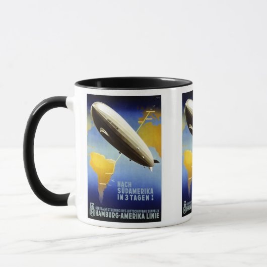 ツェッペリン伯号のヴィンテージのドイツ旅行 マグカップ (左)
